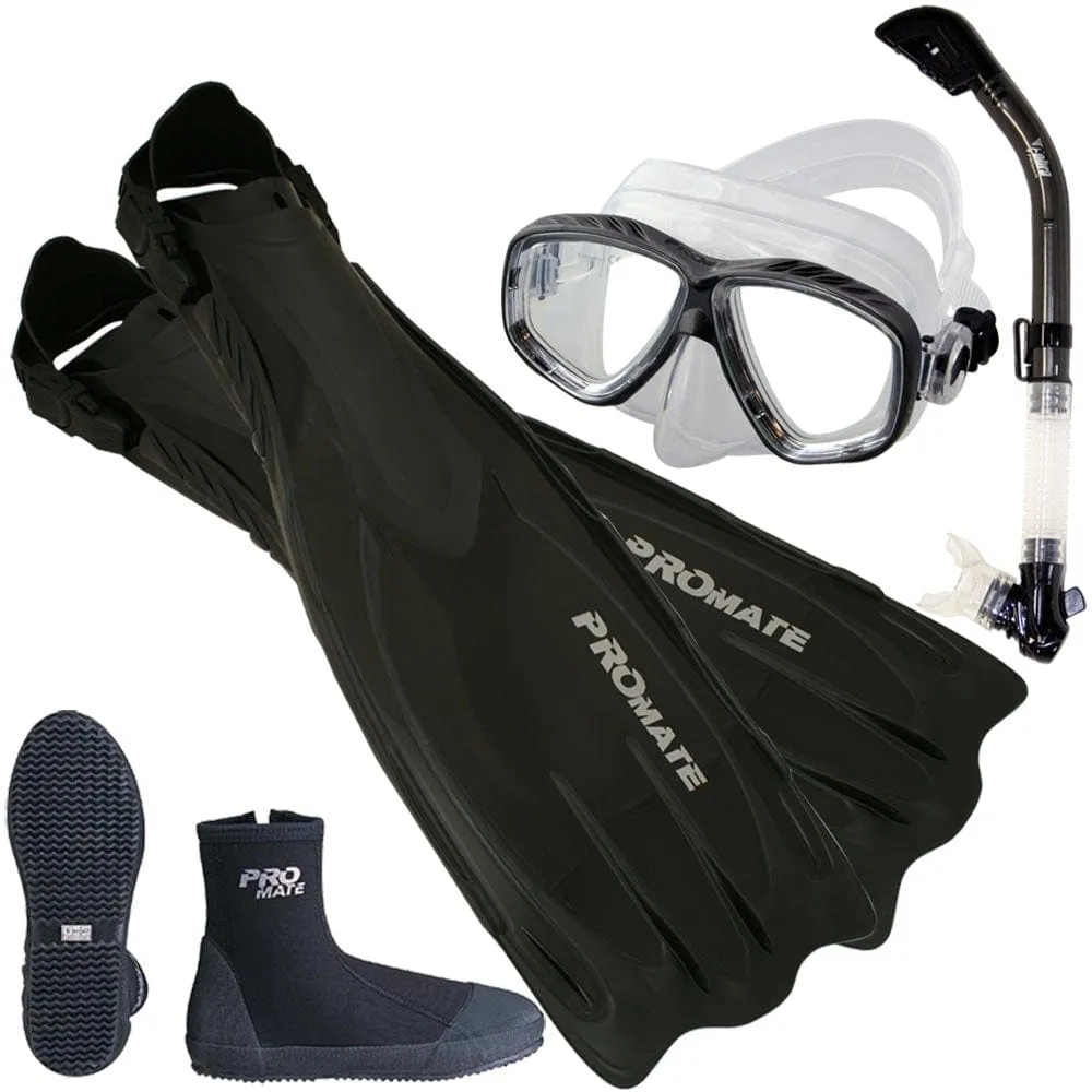 Scuba Dive Fins Boots Dry Snorkel Mask Gear Set - SCS0063