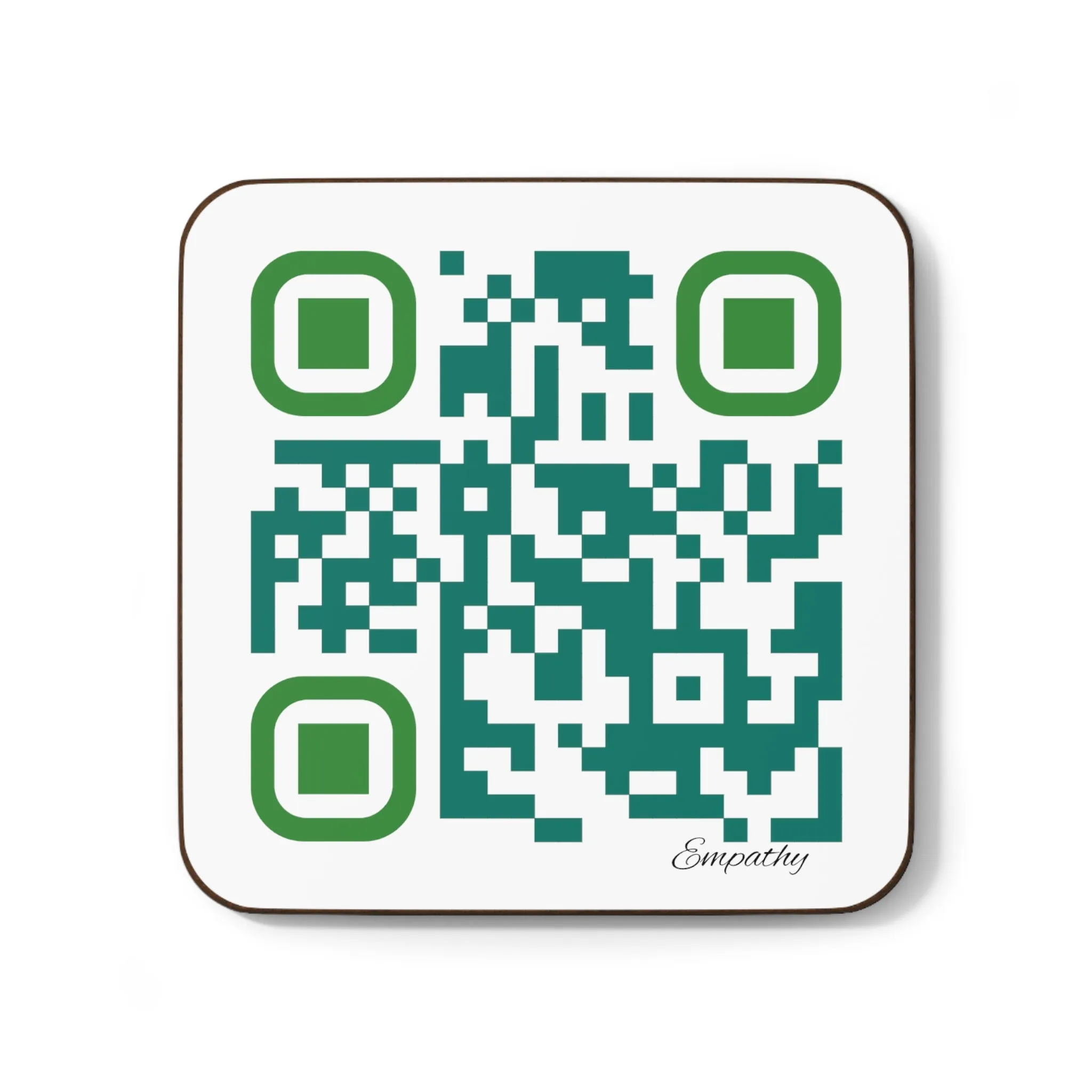 Single QR Code Hardboard Back Coaster - Empathy is Free