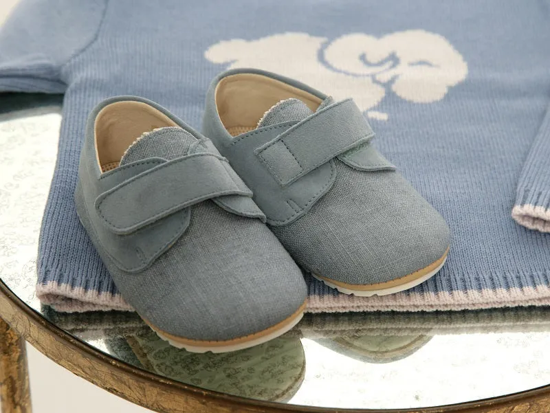 Soft Linen Baby 'Charlie' Shoes - Light Denim