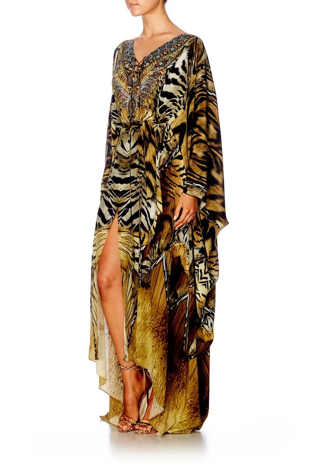 SPLIT HEM LACE UP KAFTAN GIVEN TO THE WILD