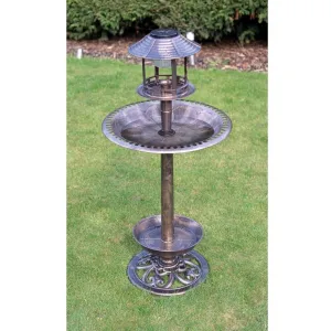 St Helens Ornamental Free Standing Bird Bath Feeder with Solar Light