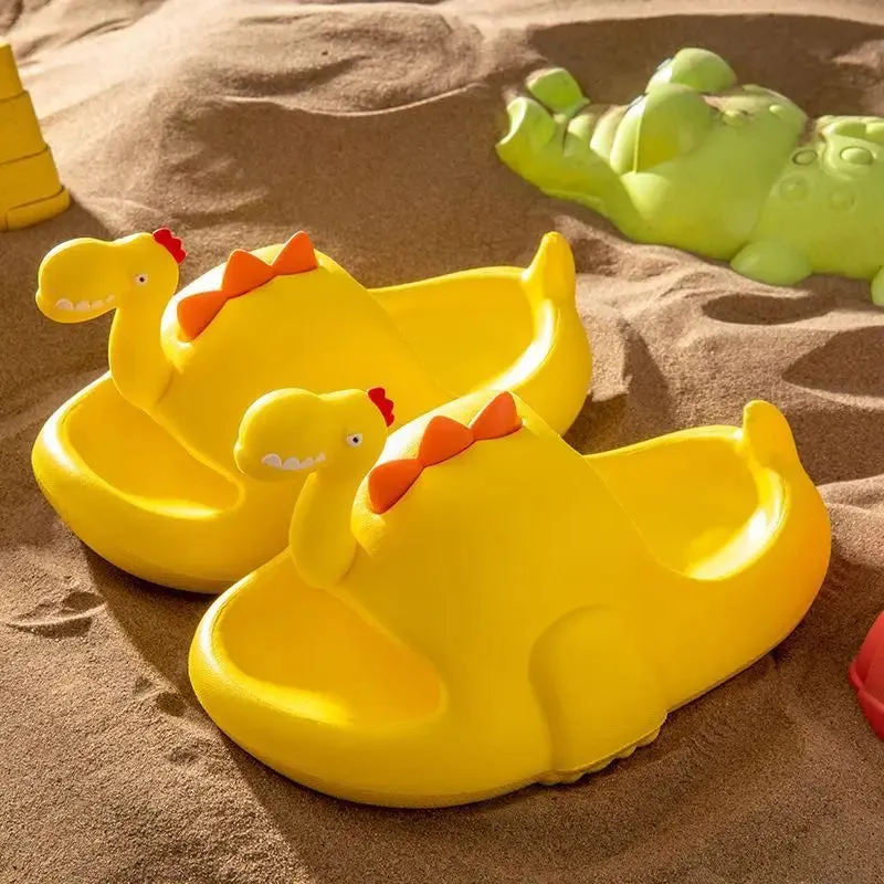 Summer Children Slippers Cute Cartoon Dinosaur Sandal Comfortable Boys Girls Non-slip Flip Flops Bathroom Mule Kids Home Shoes