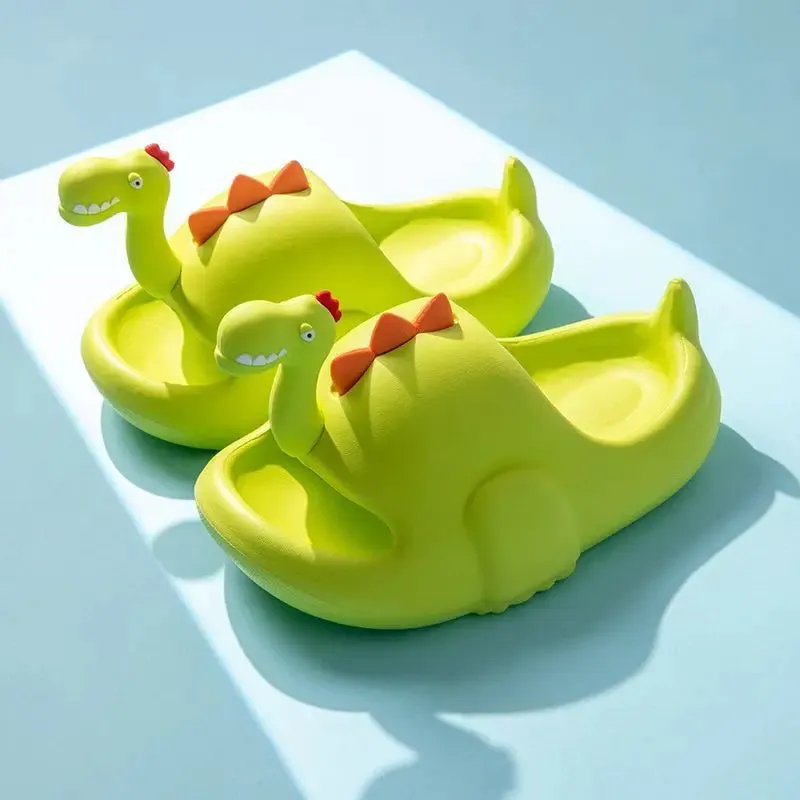 Summer Children Slippers Cute Cartoon Dinosaur Sandal Comfortable Boys Girls Non-slip Flip Flops Bathroom Mule Kids Home Shoes