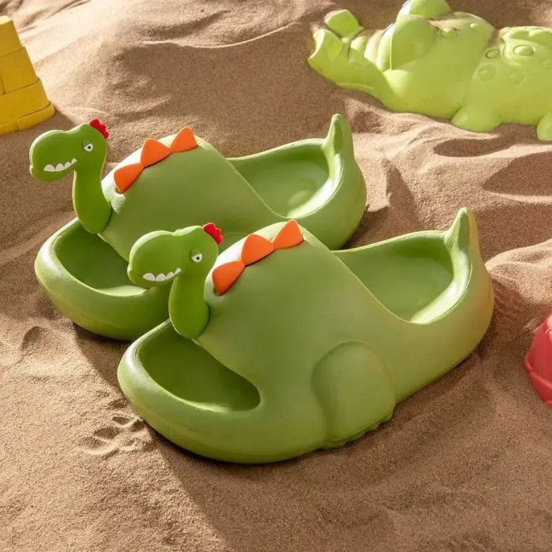 Summer Children Slippers Cute Cartoon Dinosaur Sandal Comfortable Boys Girls Non-slip Flip Flops Bathroom Mule Kids Home Shoes