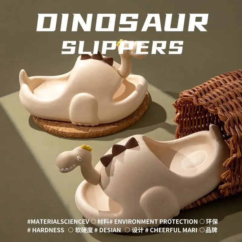 Summer Children Slippers Cute Cartoon Dinosaur Sandal Comfortable Boys Girls Non-slip Flip Flops Bathroom Mule Kids Home Shoes