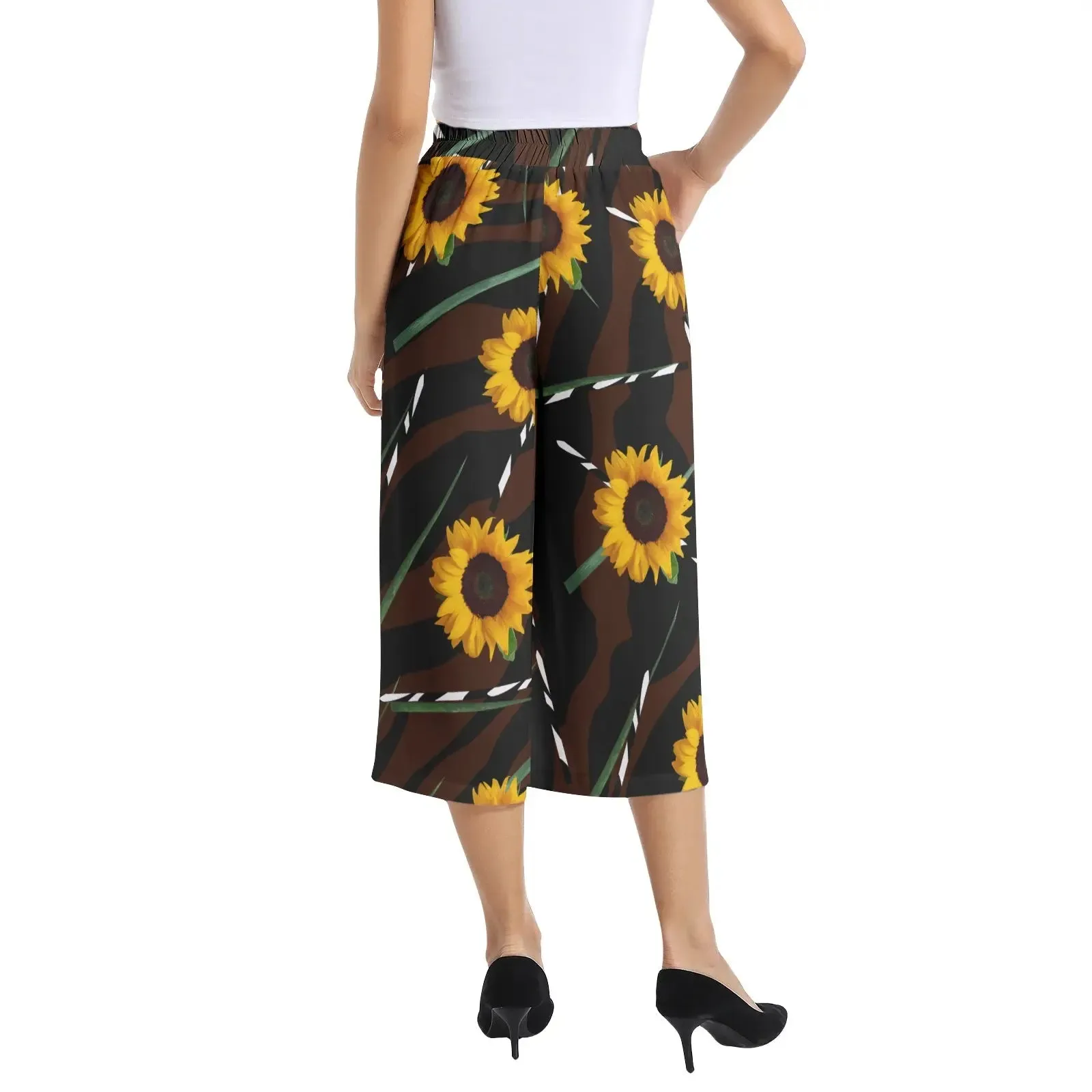 Sunflower Wild Elastic Waist Capris Wide Leg Pant