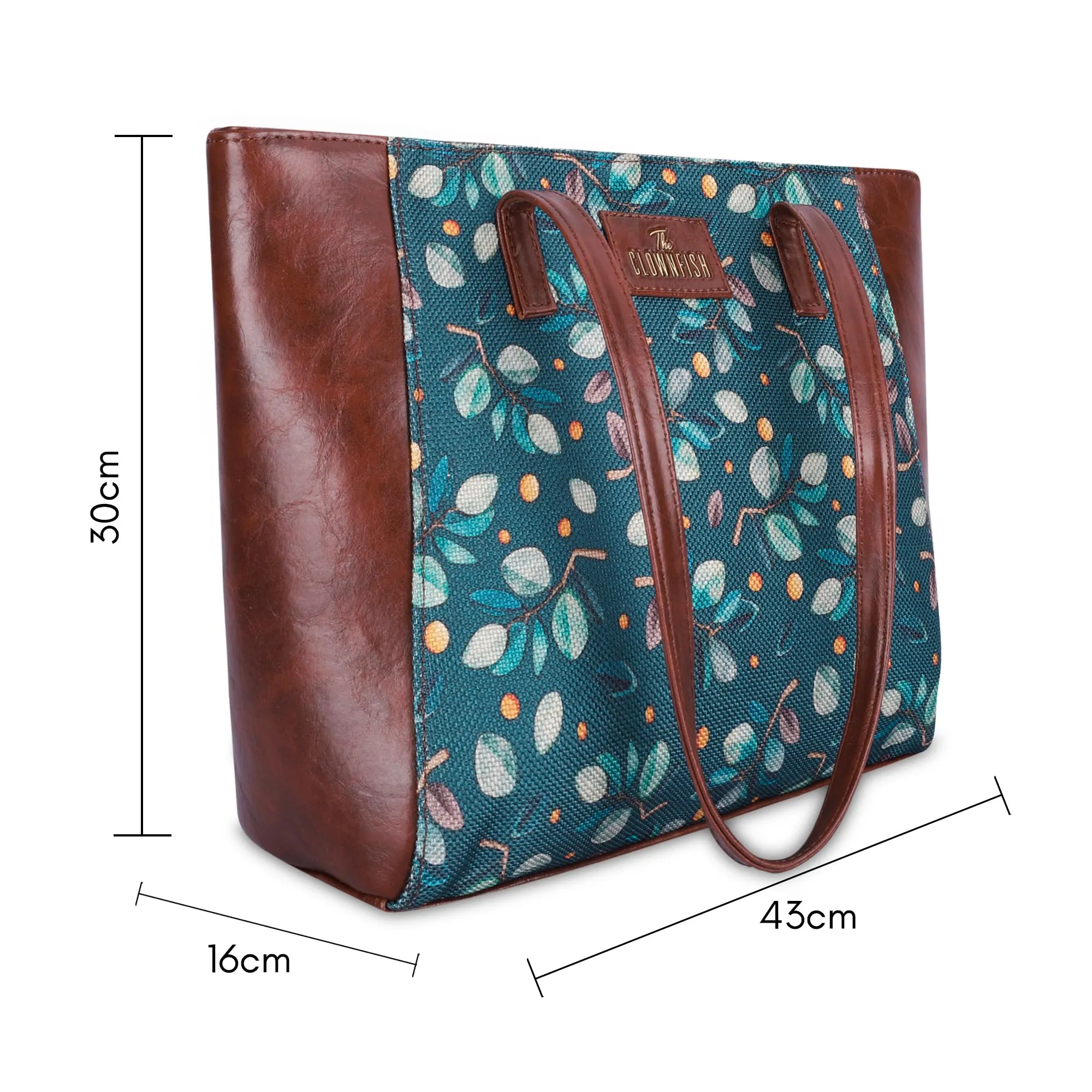 THE CLOWNFISH Valentine Printed Handicraft Fabric & Faux Leather Handbag for Women Office Bag Ladies Shoulder Bag Tote for Women College Girls (Cerulean Blue)