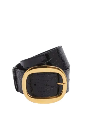 Tom Ford   Shiny croc embossed belt 