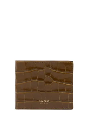 Tom Ford   Shiny croc embossed bifold wallet 