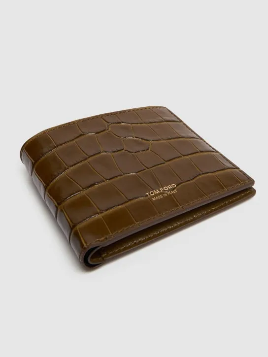 Tom Ford   Shiny croc embossed bifold wallet 