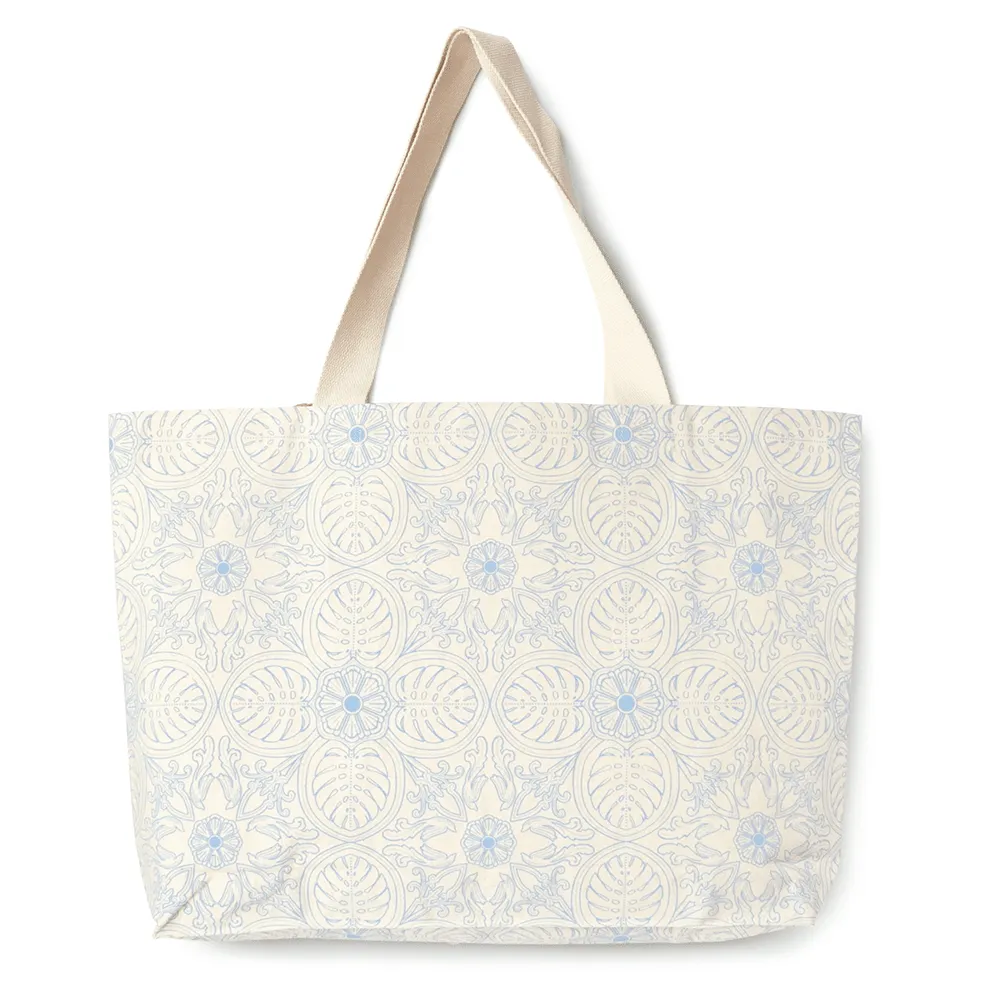 Tropical Leaf Carry All Shopping Bag (Blue)