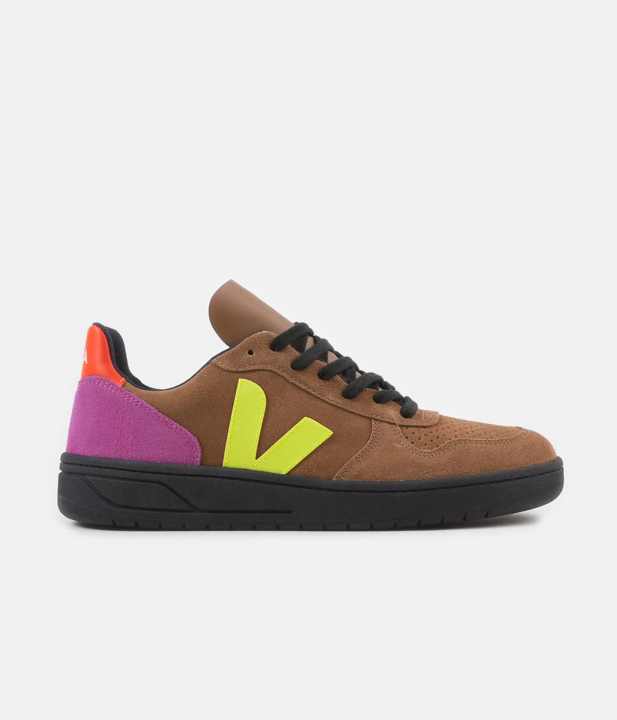 Veja V-10 Bastille Suede Shoes - Tent / Multicolour Fluoro / Black Sole