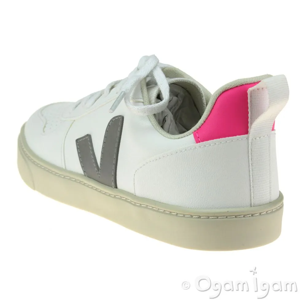 Veja V-10 Lace Girls White Oxford Grey Sari Sneaker Shoe