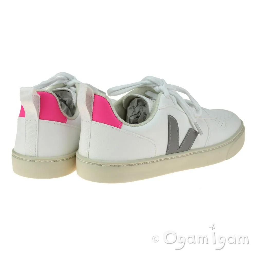 Veja V-10 Lace Girls White Oxford Grey Sari Sneaker Shoe