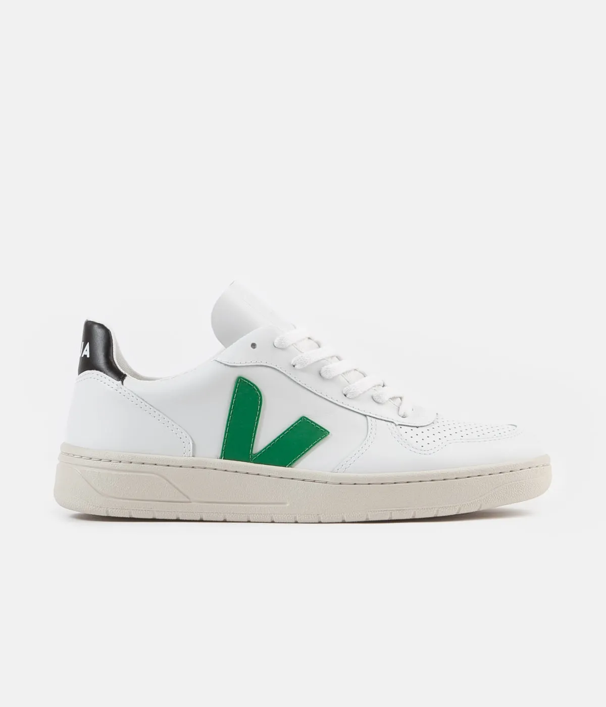 Veja V-10 Leather Shoes - Extra White / Emeraude / Black