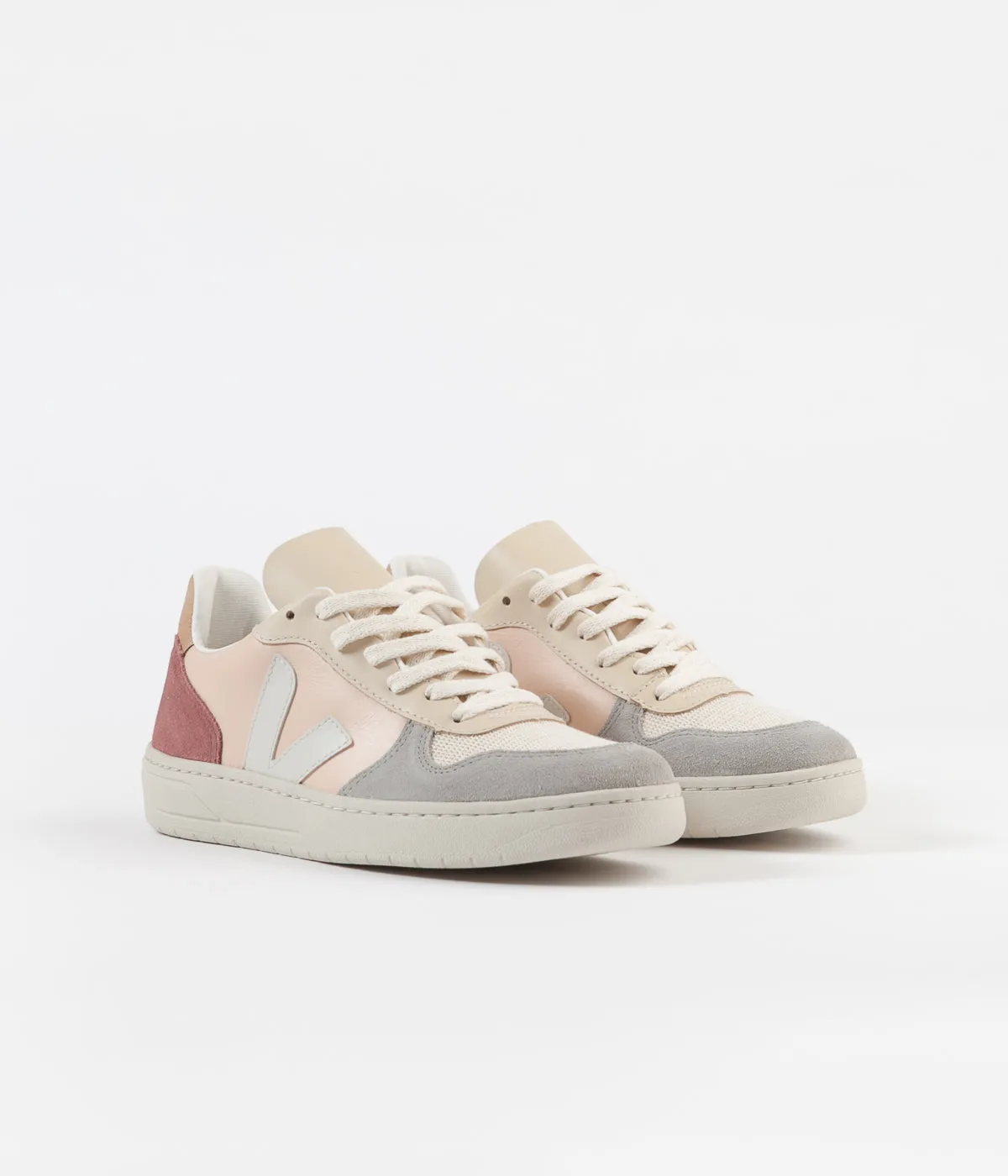 Veja Womens V-10 Leather Shoes - Multicolour / Nude