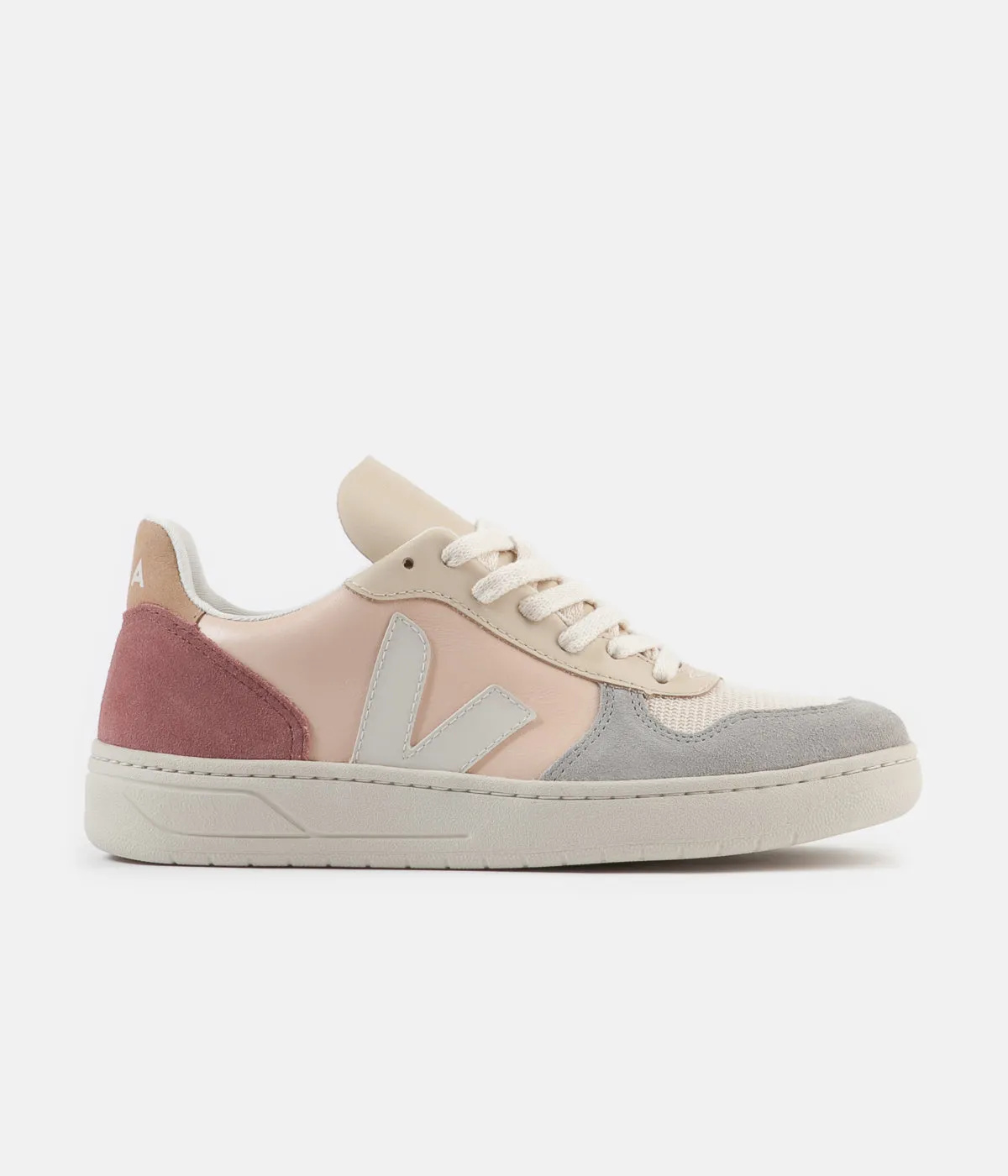 Veja Womens V-10 Leather Shoes - Multicolour / Nude