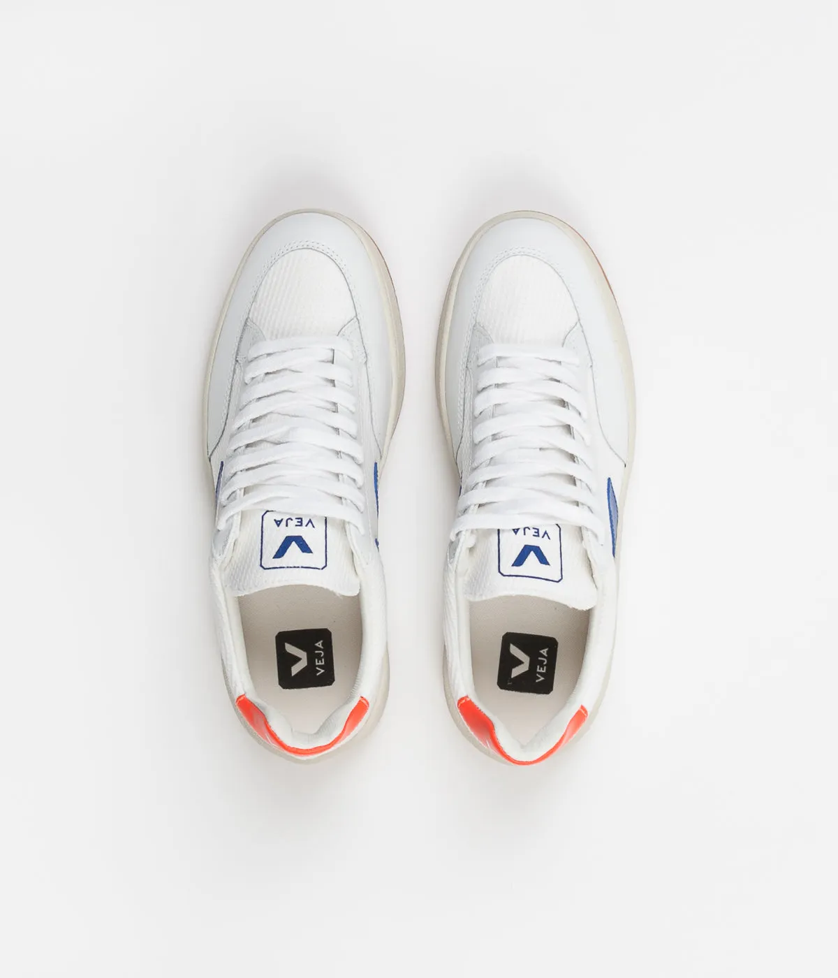 Veja Womens V-12 B-Mesh Shoes - White / Indigo / Orange Fluoro