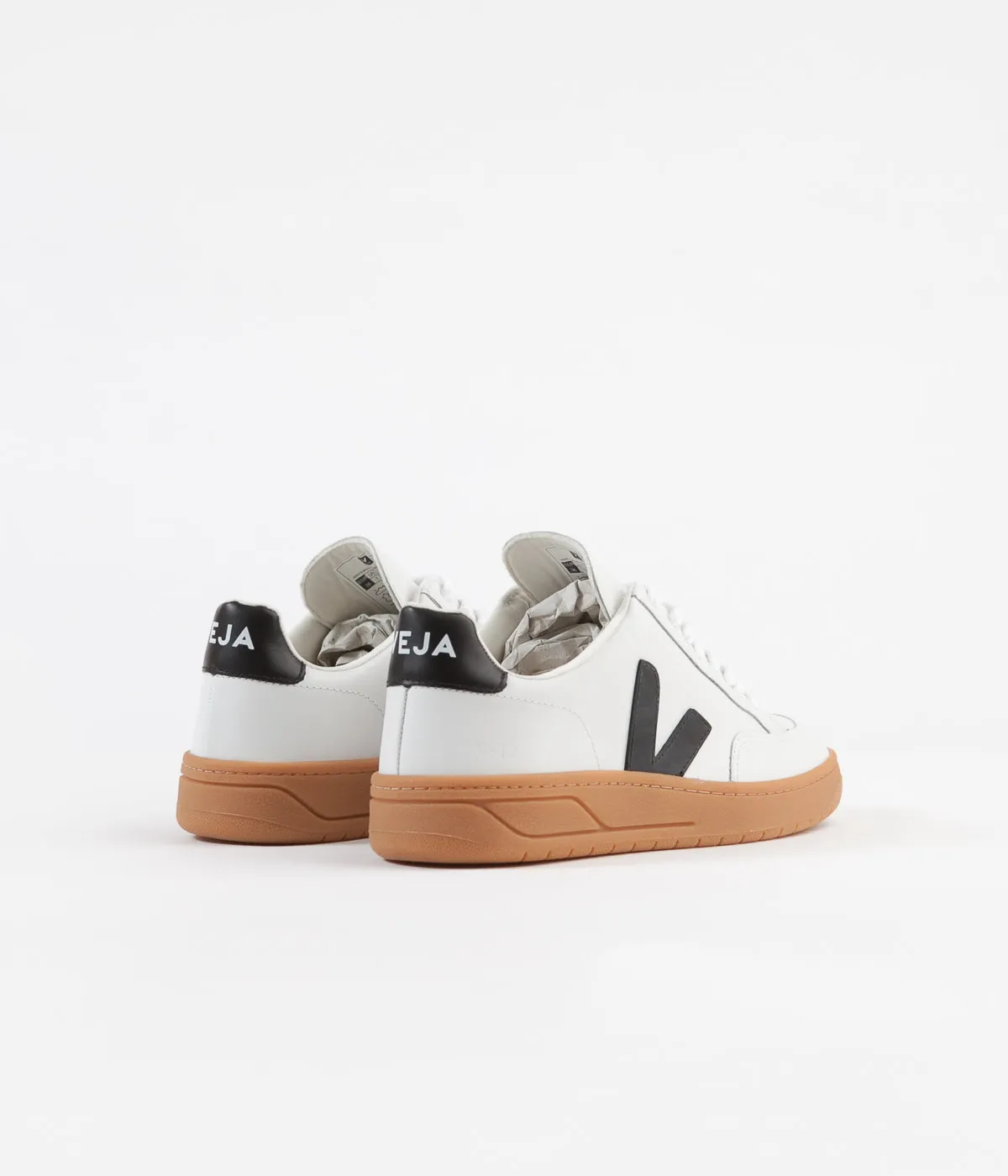 Veja Womens V-12 Leather Shoes - Extra White / Black / Natural