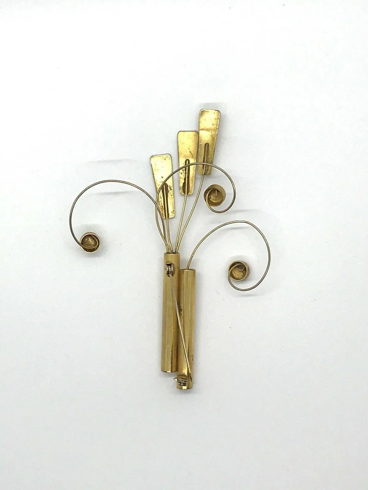 Vintage Gold Tone Stylized Bouquet Brooch