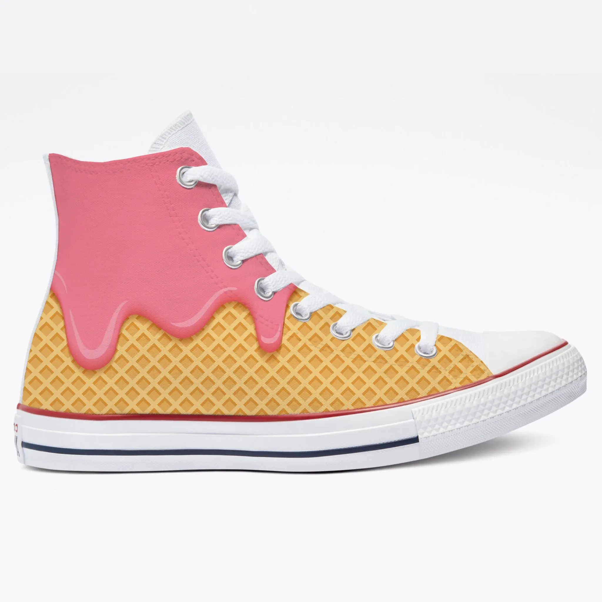 Waffle Cone Ice Cream Drip White Converse High Top Shoes - Womens, Girls, Mens Custom Converse Chuck Taylor Sneakers