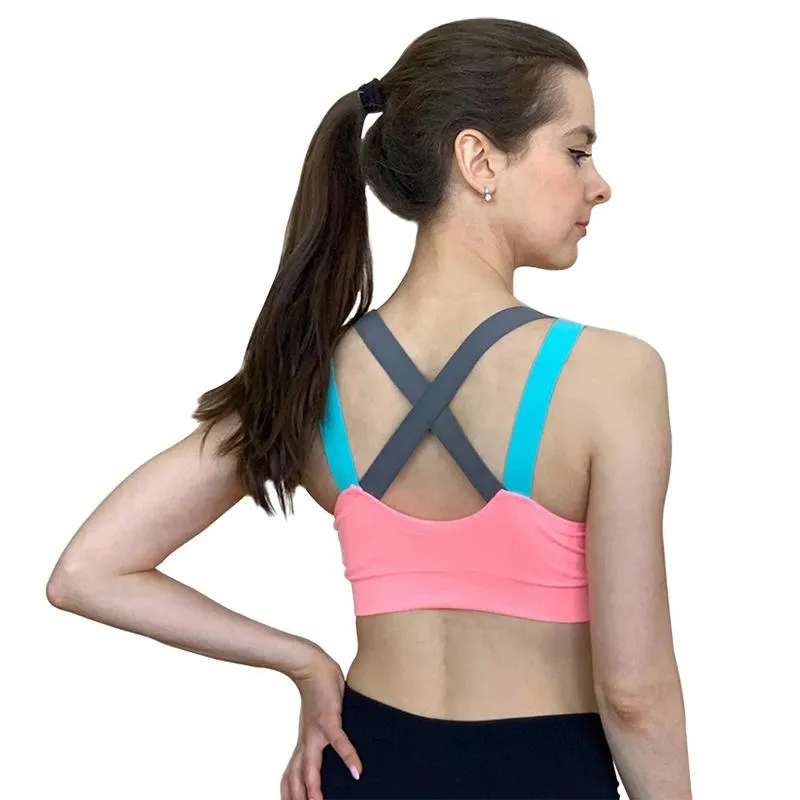 Wireless and Padded Cross Straps Sportwear Bra