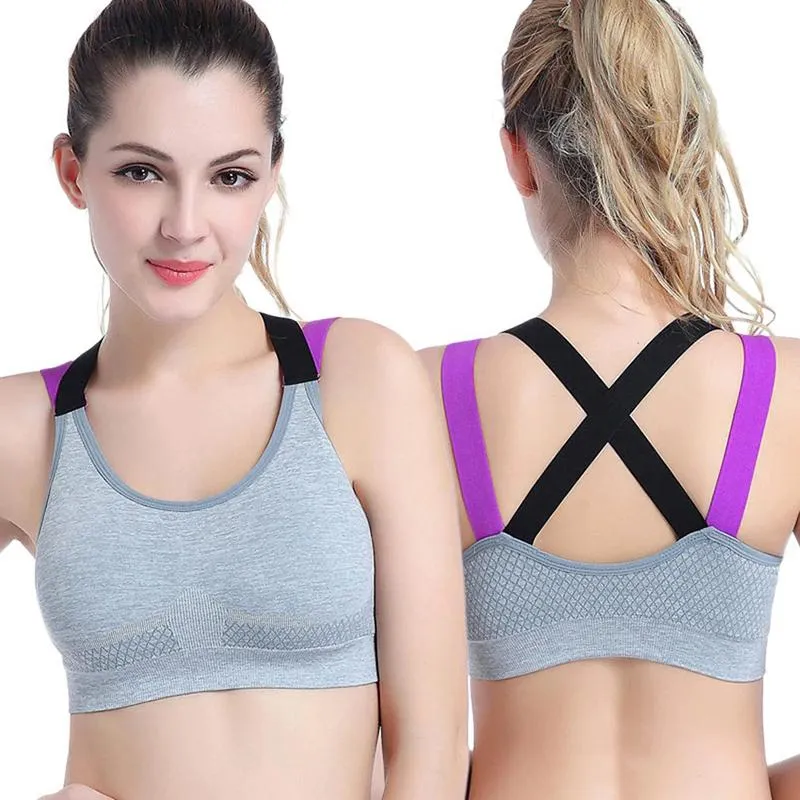 Wireless and Padded Cross Straps Sportwear Bra