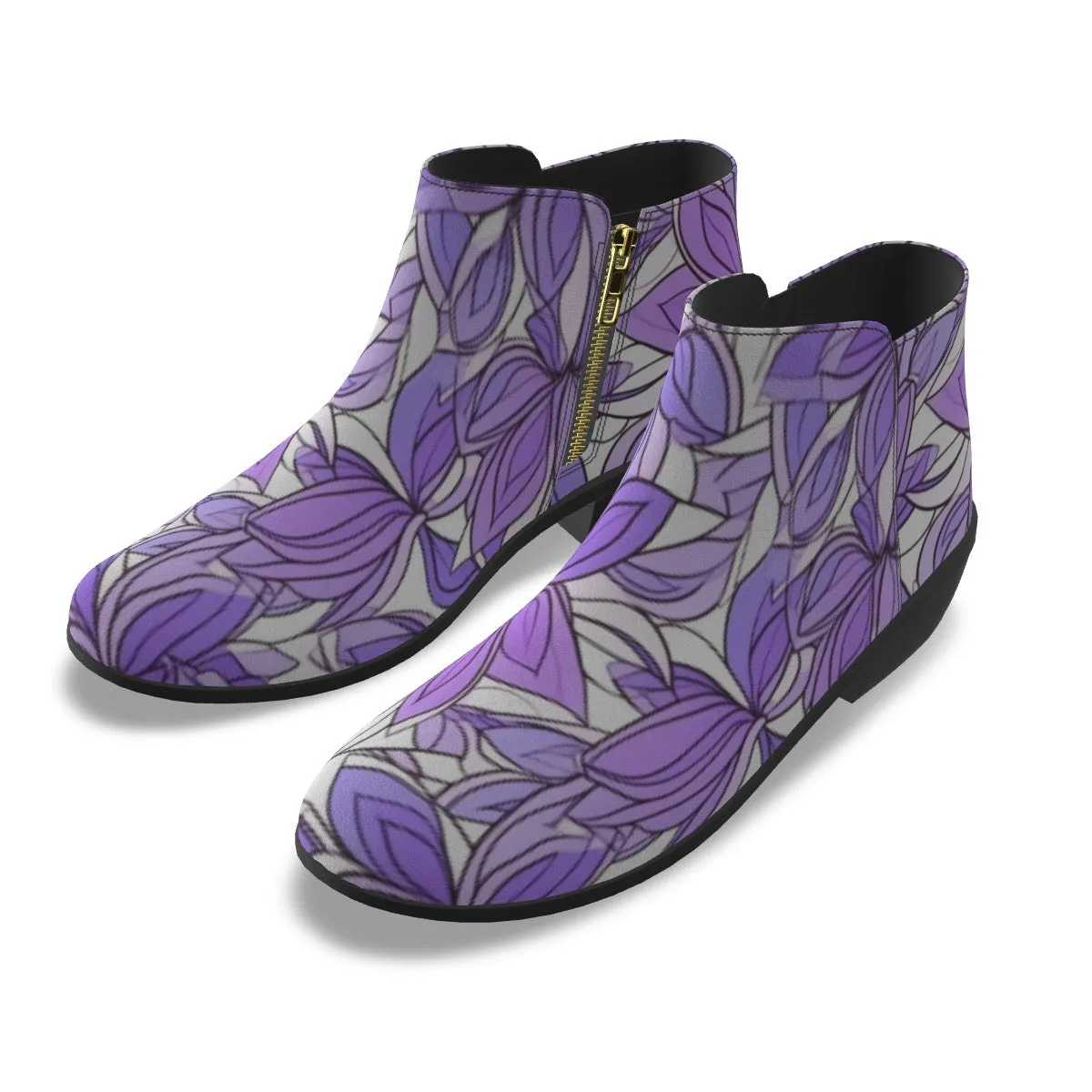 Women's Fashion Boots purple flower print