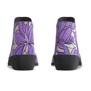 Women's Fashion Boots purple flower print