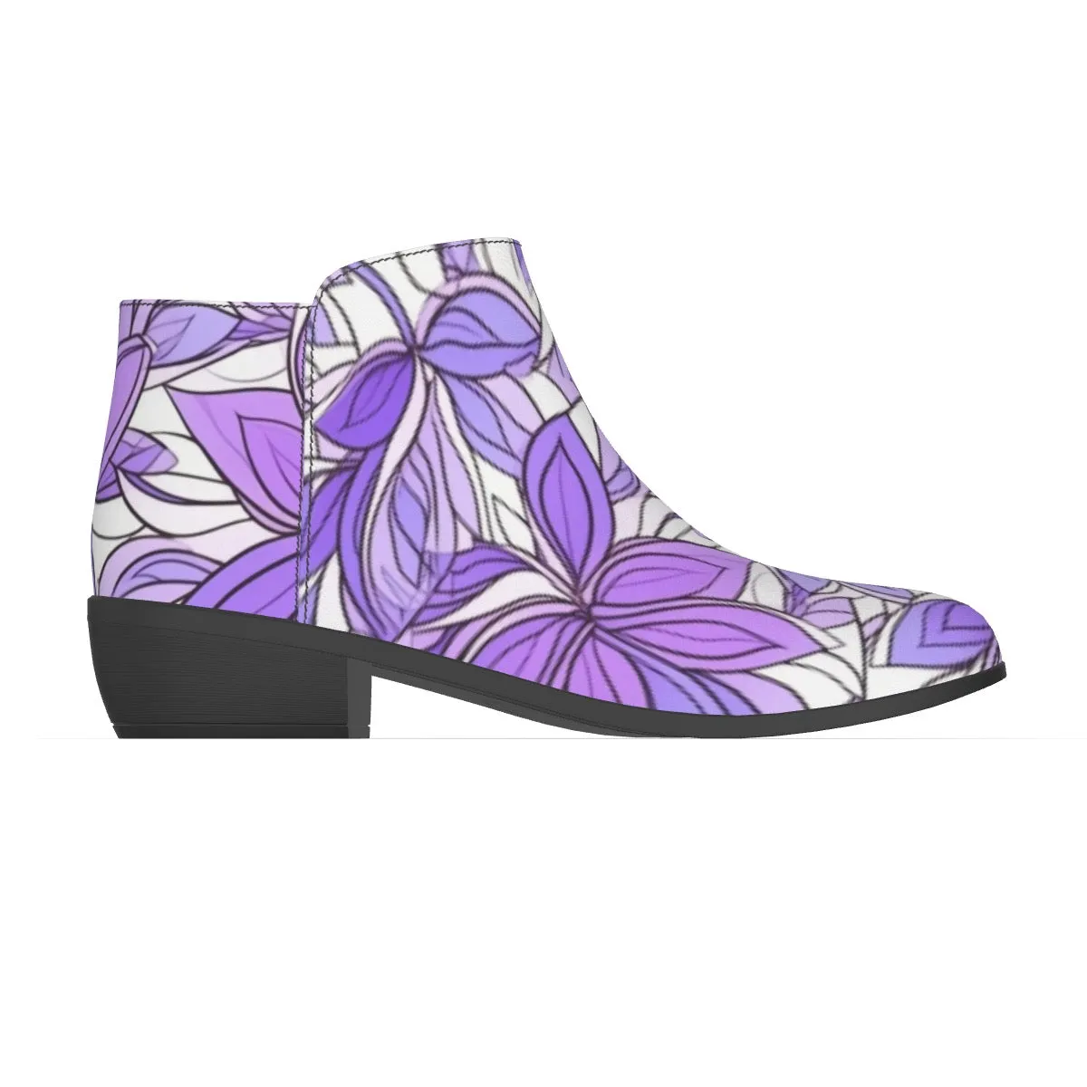 Women's Fashion Boots purple flower print