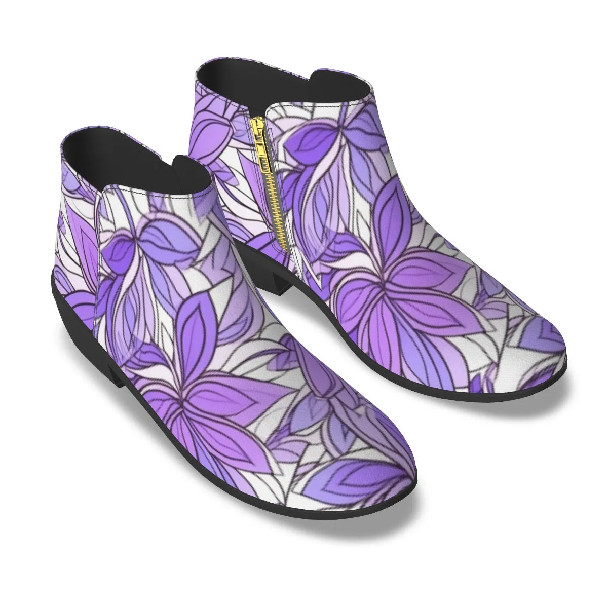 Women's Fashion Boots purple flower print