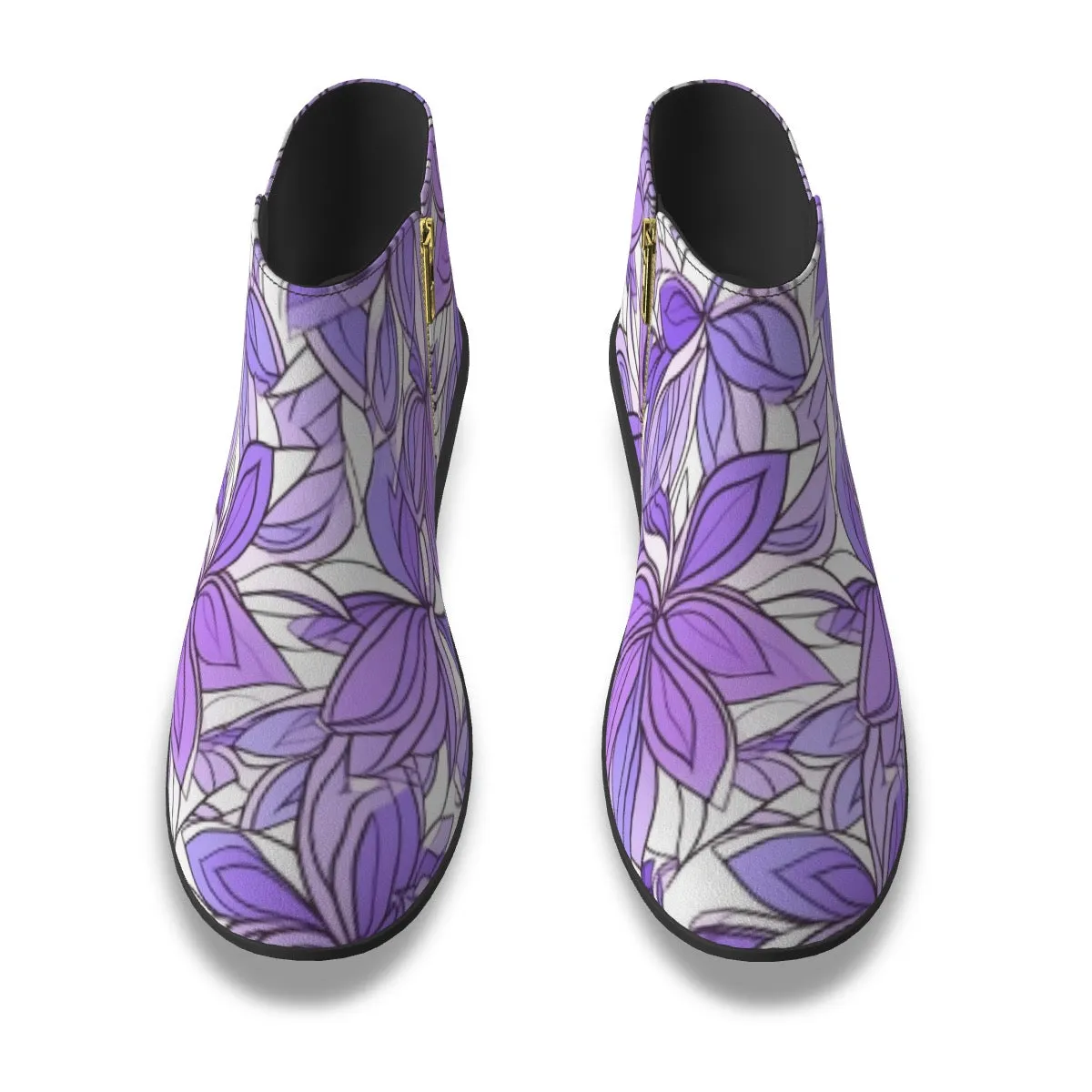 Women's Fashion Boots purple flower print