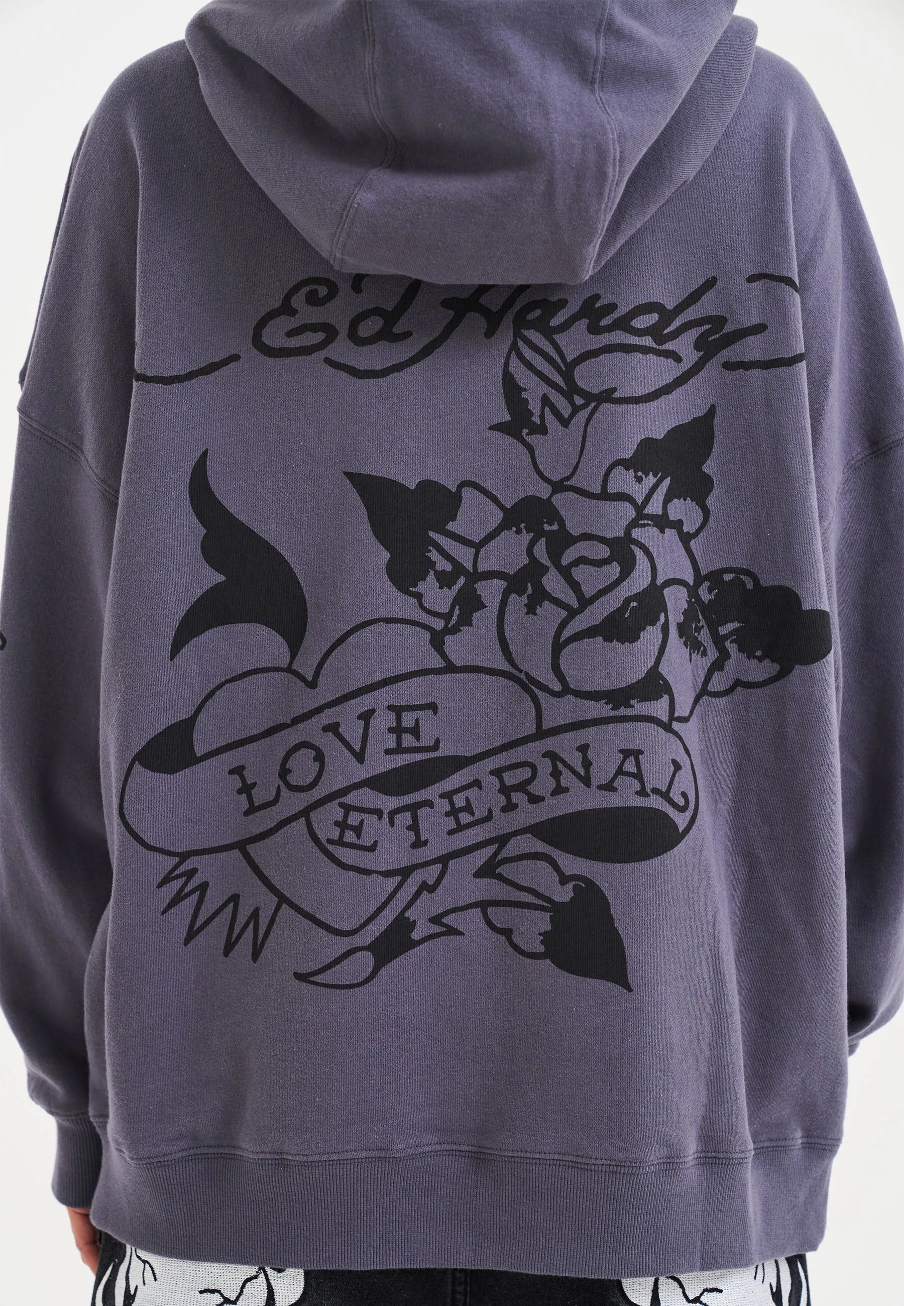 Womens Love Eternal Graphic Relaxed Hoodie - Grey