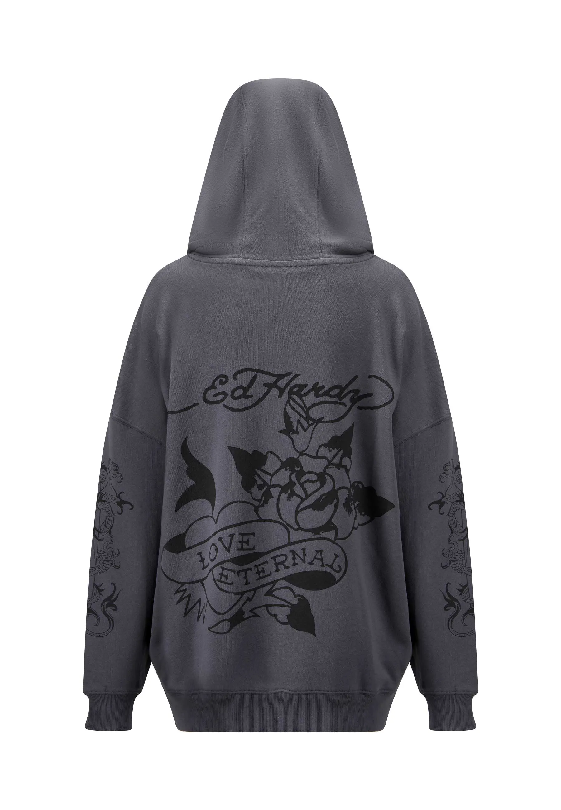 Womens Love Eternal Graphic Relaxed Hoodie - Grey