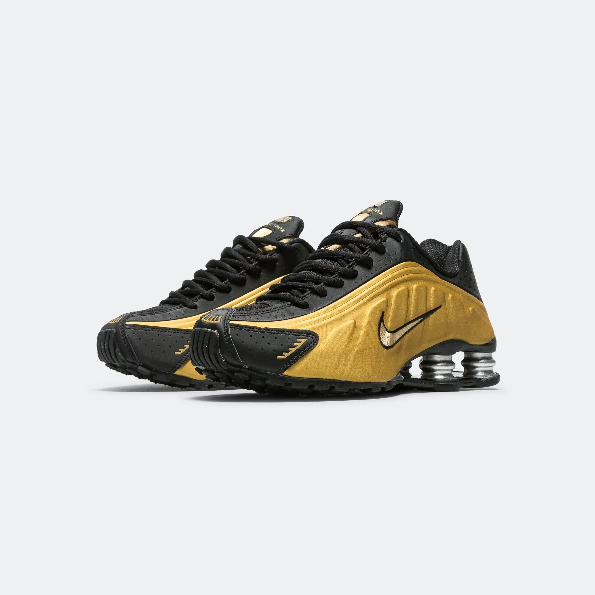 Womens Shox R4 - Black/Metallic Gold-Metallic Silver