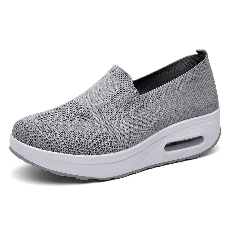 Women’s Slip-On Walking Tennis Shoes  Lightweight Air Cushion Mesh Sneakers