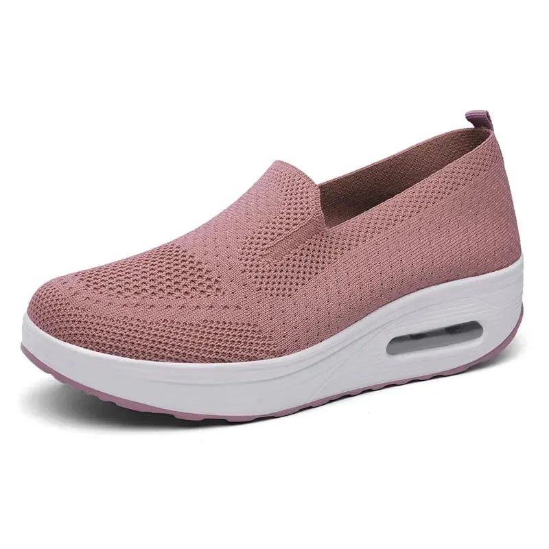 Women’s Slip-On Walking Tennis Shoes  Lightweight Air Cushion Mesh Sneakers