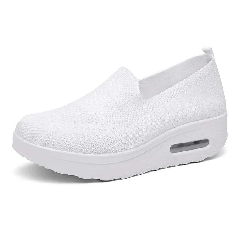 Women’s Slip-On Walking Tennis Shoes  Lightweight Air Cushion Mesh Sneakers