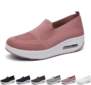 Women’s Slip-On Walking Tennis Shoes  Lightweight Air Cushion Mesh Sneakers