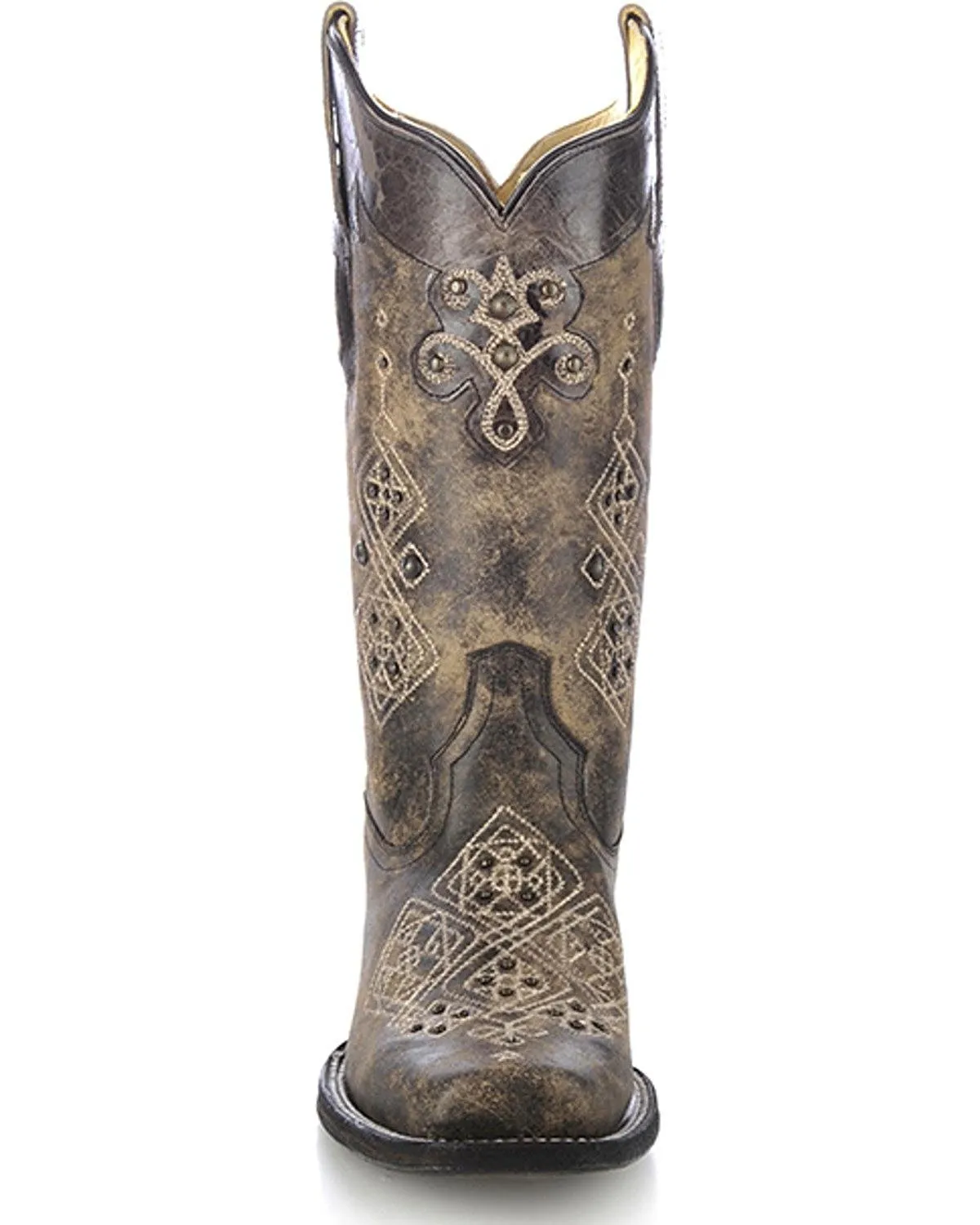 Women's Studded Embroidered Cowgirl Boot Square Toe - R1365